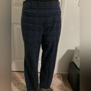 Navy blue plaid stretchy ankle pants